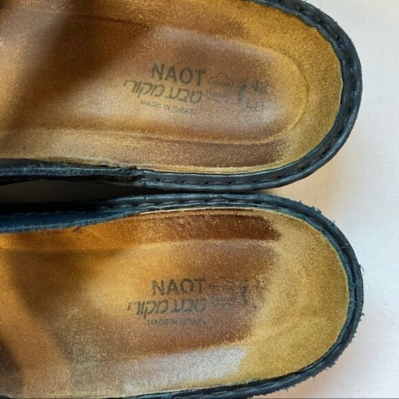 Naot Black Leather Slip On Double Strap Sandals Sz 42 US 11 - Picture 9 of 9